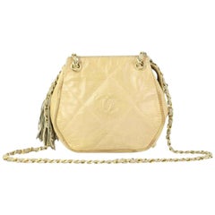 Vintage Chanel Boy Camera Quilted Lizard Chain 217004 Beige Leather Shoulder Bag