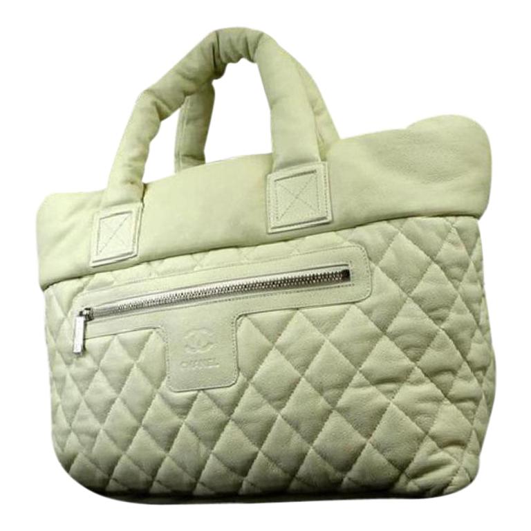 Chanel Cocoon Quilted Caviar 216668 White Leather Tote For Sale