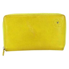 Chanel Yellow Cc Camellia Zip Around 217237 Wallet