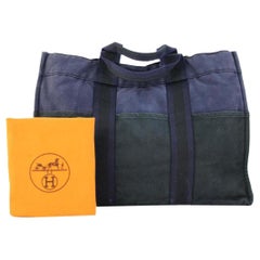Hermès Bicolor Fourre-tout 11hedg6817 Navy Blue Shoulder Bag