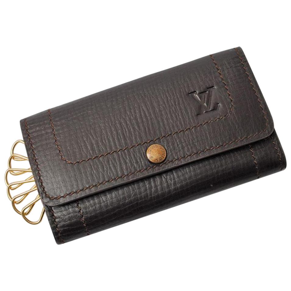 Louis Vuitton Brown Utah Leather Key Case 216818 Wallet For Sale