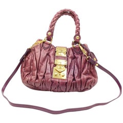 Vintage Miu Miu Quilted Matelasse 2way 2182439 Purple Fuchsia Leather Shoulder Bag