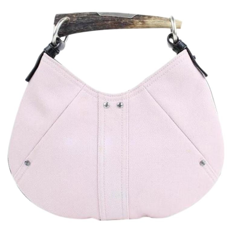 Saint Laurent Mombasa Limited Edition 21mt914 Light Pink Canvas Shoulder Bag For Sale