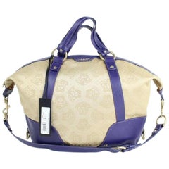 Vintage Versace Medusa 2way Jacquard Vitello 1mt914 Beige X Blue Canvas Shoulder Bag