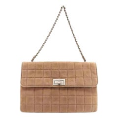 Chanel Quilted Flap 220279 Beige Suede Leather Shoulder Bag