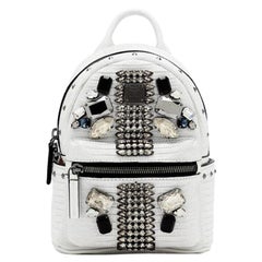 MCM Mini Swarovski Special 829mct15 White Leather Backpack