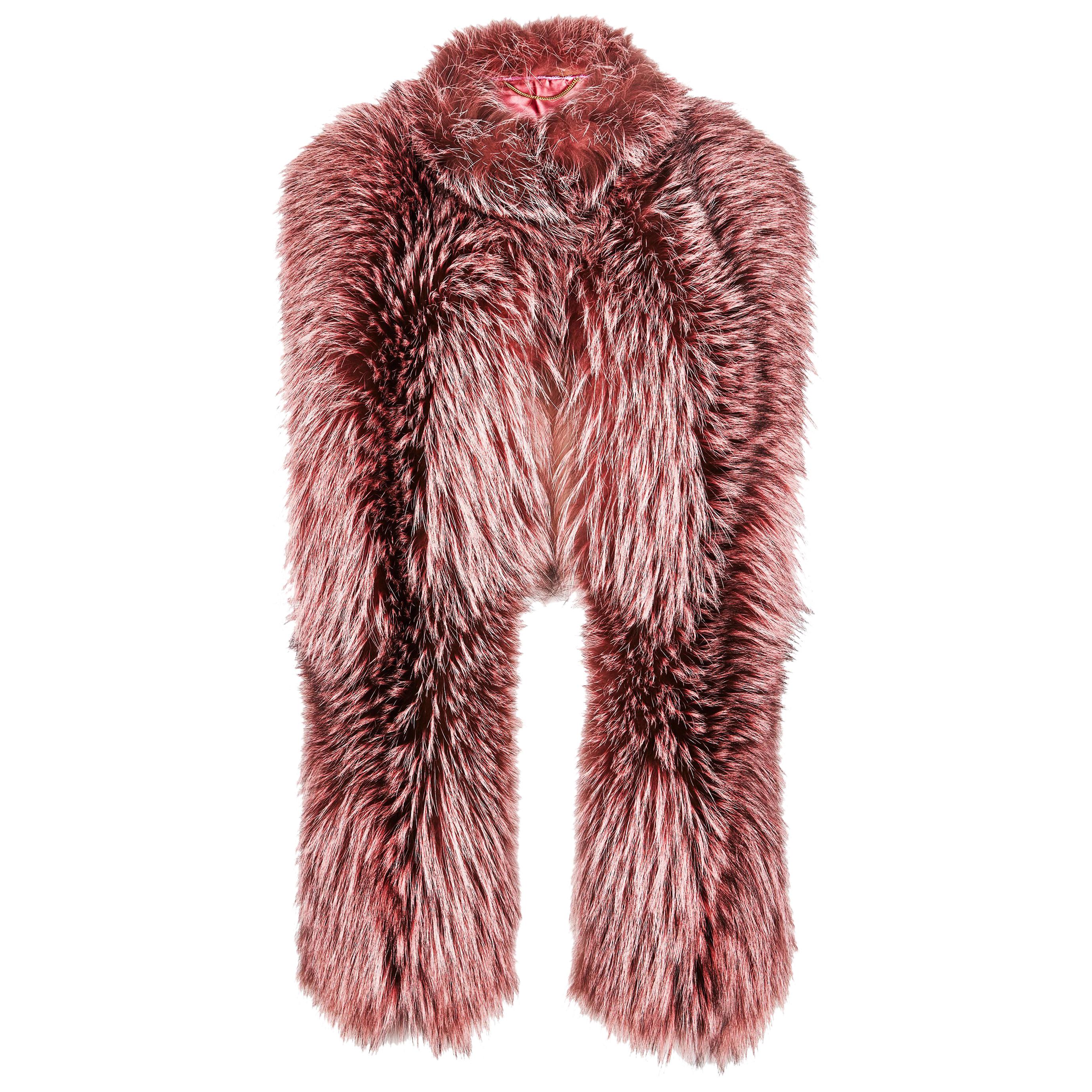 Verheyen London Nehru Collar Stole Rose Quartz Pink Fox Fur & Silk Lining - Gift