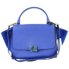 Céline Trapeze Drummed Calfskin Suede Small 819cet1 Blue Leather Shoulder Bag