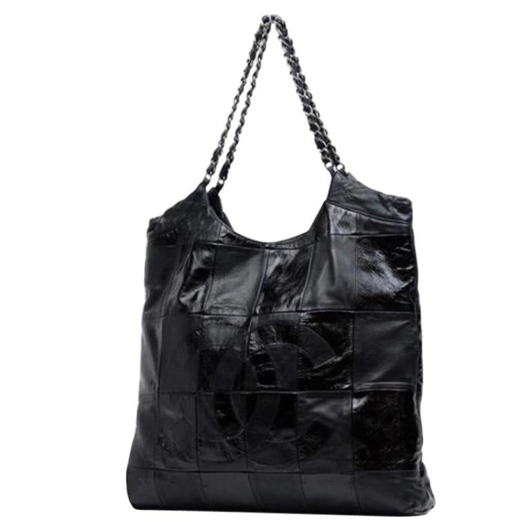 Chanel Cabas Hobo Quilted Patchwork 219129 Black Leather Shoulder