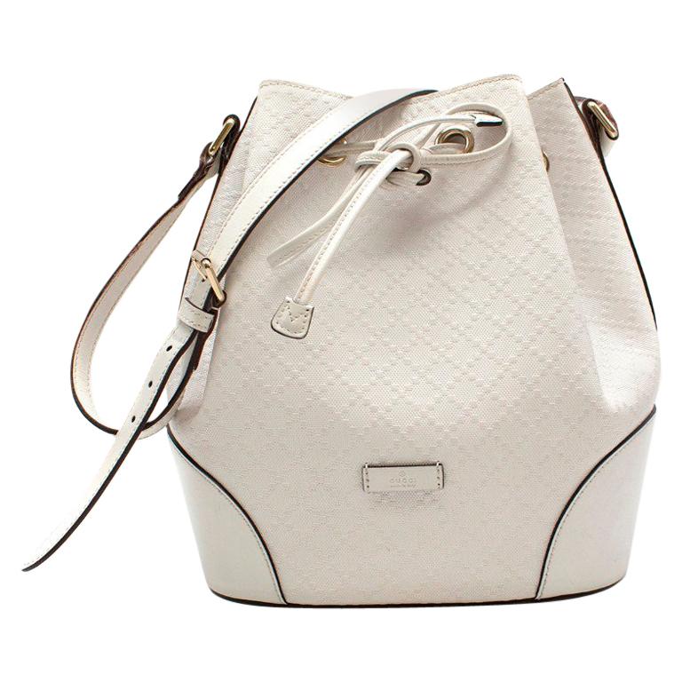  Gucci White Medium Leather Bucket Bag