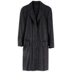 Prada black long leather oversized jacket US 2