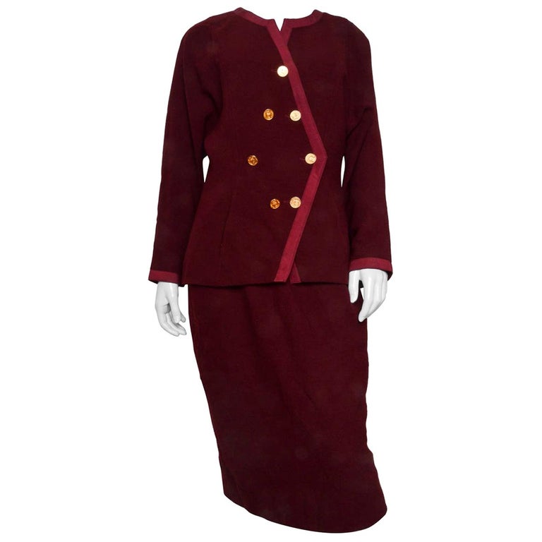 Chanel Burgundy Wool Knit Suit at 1stDibs | burgundy wool suit, chanel ...