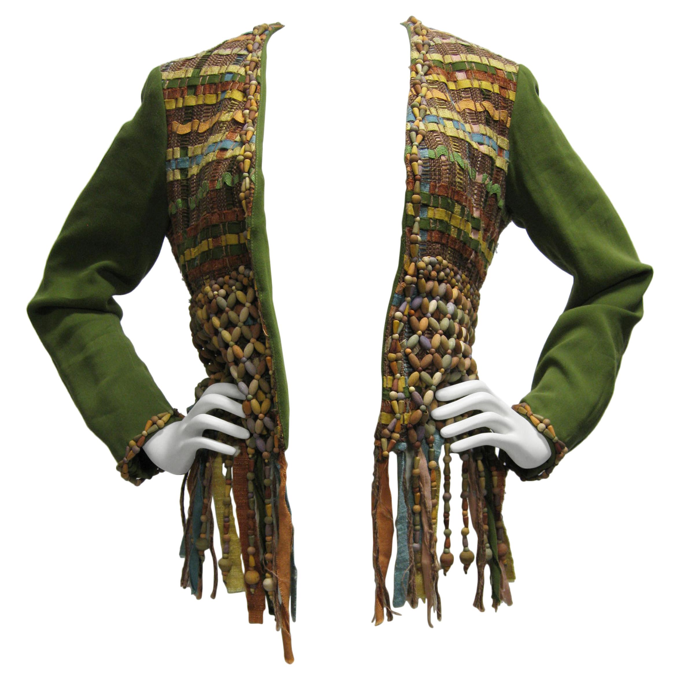 Moschino Couture Intricately Woven & Beaded Tassel Jacket