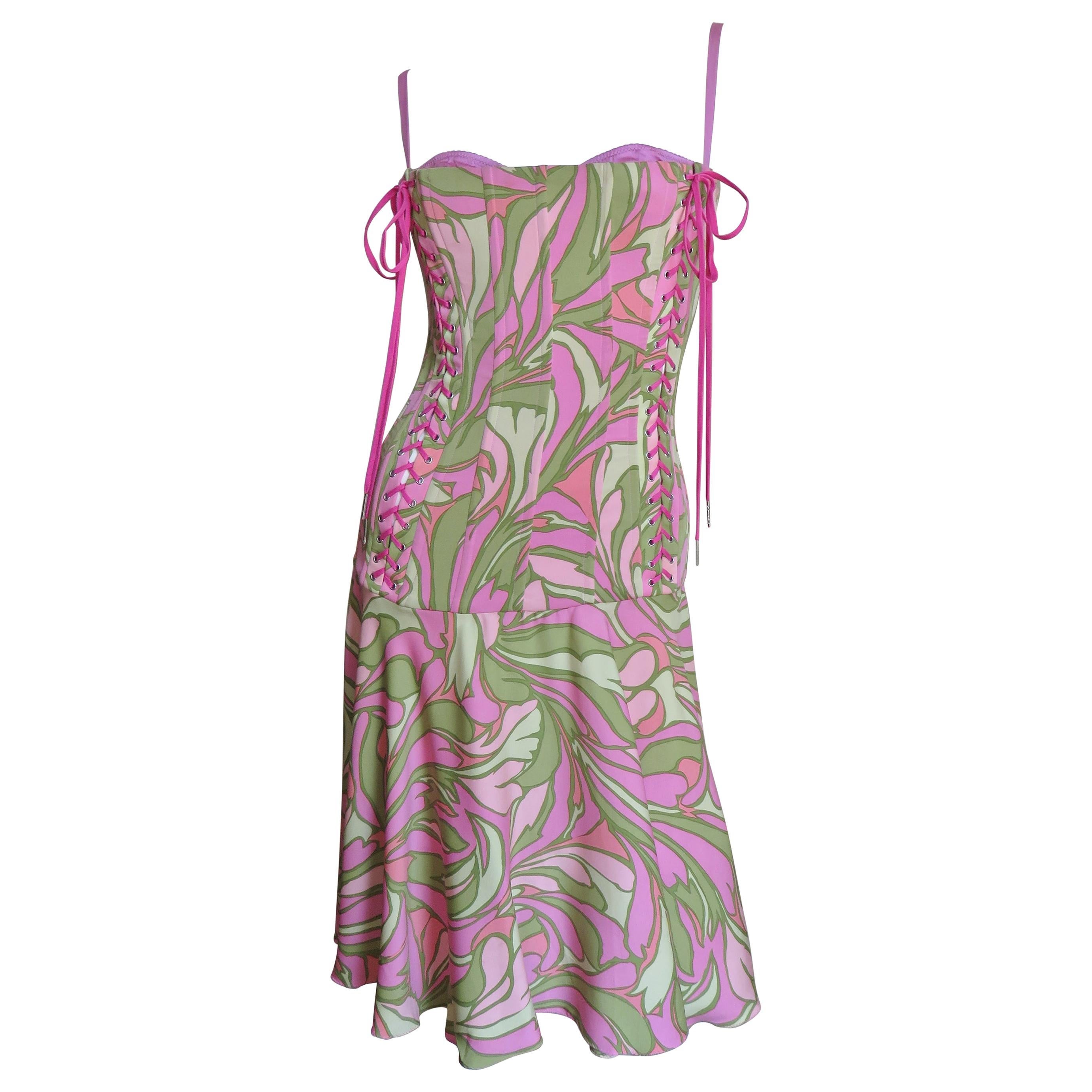 Dolce & Gabbana Lace up Silk Dress For Sale