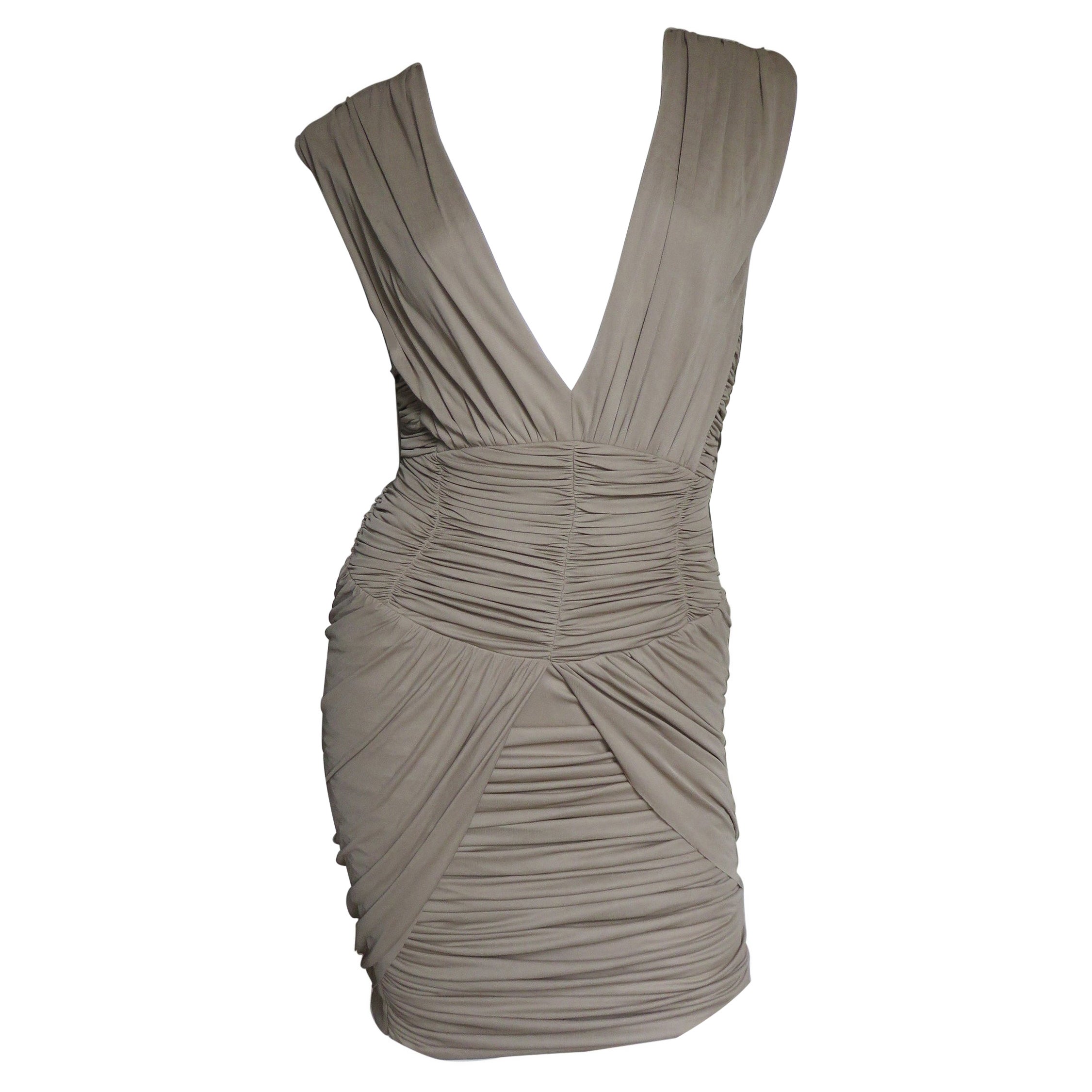 Balmain Runway Silk Ruched Dress For Sale