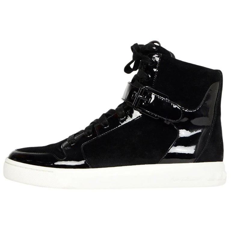 Pierre Balmain Black Suede/Patent Leather Flint High-Top Sneakers Men's Sz  40 For Sale at 1stDibs