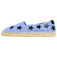 Saint Laurent Blue/Black Men's Denim/Leather Star Applique Espadrilles Sz 42