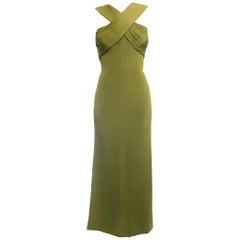 Yves Saint Laurent Haute Couture Vintage 1990’s Olive Green Gown