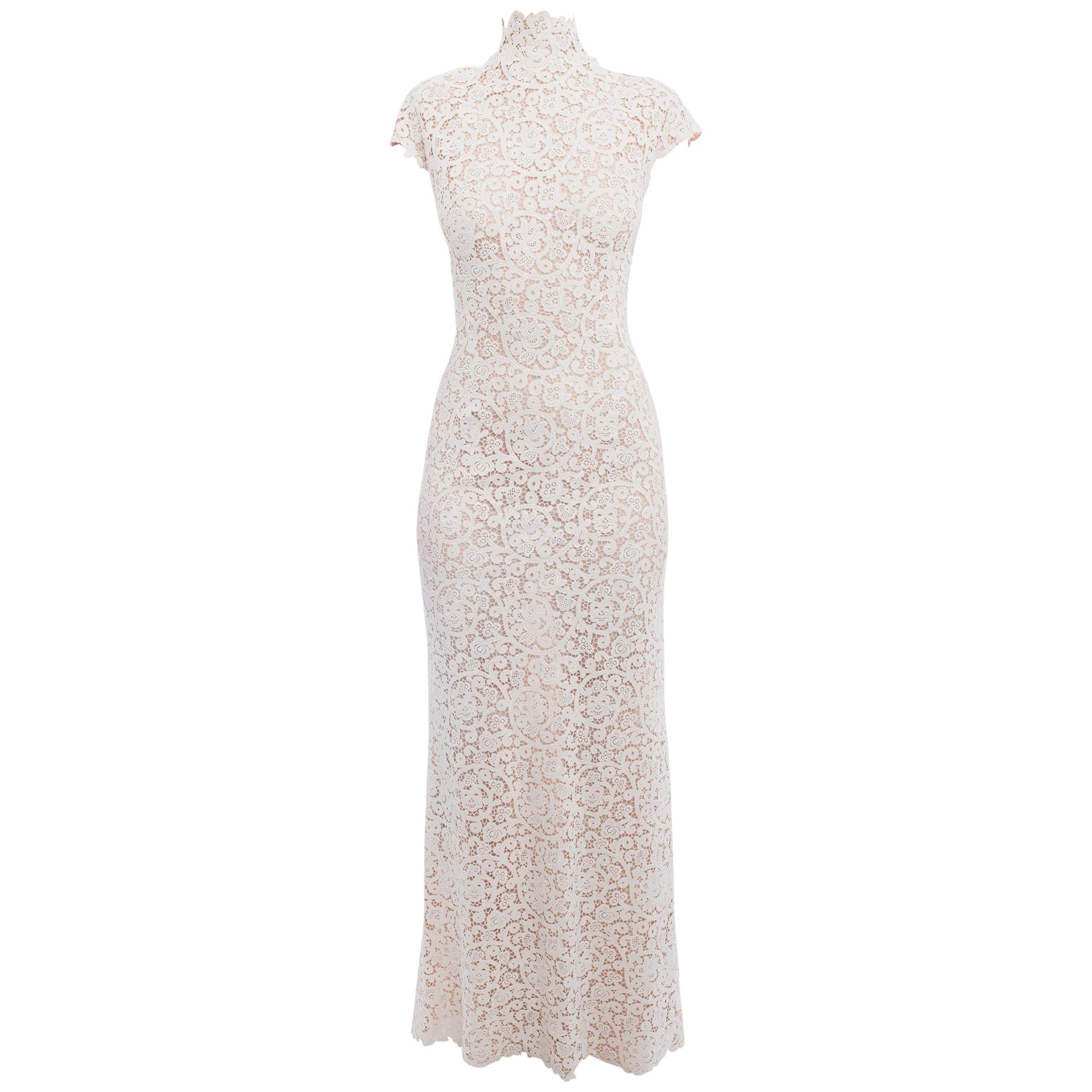 Pierre Balmain by Oscar de la Renta Haute Couture Ivory Lace Gown