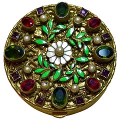 Antique Circa 1920s Austrian Jeweled and Enameled Powder Compact 