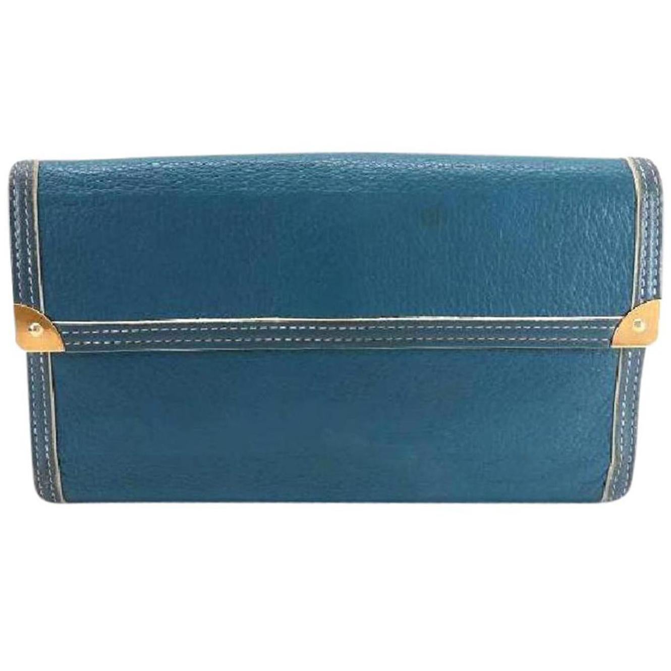 Louis Vuitton Blue Suhali Leather Long Bifold Sarah 218872 Wallet