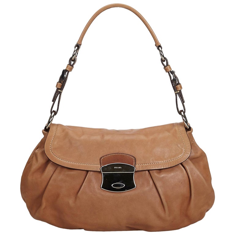 Prada Brown Leather Baguette For Sale at 1stdibs