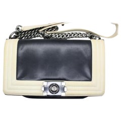 Vintage Chanel Boy Bicolor Le 131255 Black/White Leather Shoulder Bag