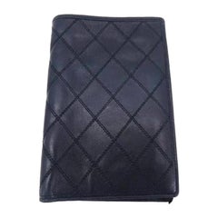 Chanel Navy Quilted Blue Lambskin 218353 Wallet