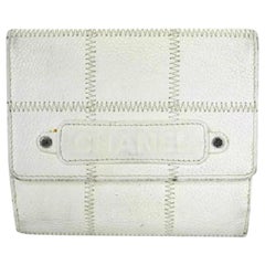 Vintage Chanel White Basebill Stich Caviar 217754 Wallet