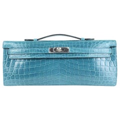 Hermès Kelly Paon Niloticus Crocodile Cut Pochette 16hedg8917 AquaClutch