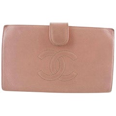 Vintage Chanel Pink Caviar Cc Bifold Long Classic 224368 Wallet