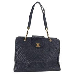 Vintage Chanel Supermodel 220733 Black Quilted Vinyl Shoulder Bag