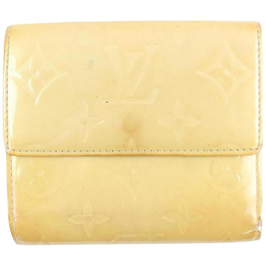 Louis Vuitton Ivory Monogram Vernis Elise Compact Trifold 13lr1127 Wallet For Sale