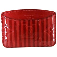 Louis Vuitton Red Vernis Rayures Card Case 220058 Wallet