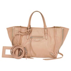 Vintage Balenciaga Mini Paper 2way Tote 223001 Pink-beige Leather Shoulder Bag