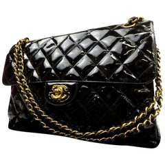 Chanel Classic Double Jumbo Quilted Flap 223006 Patent Leather Shoulder Bag