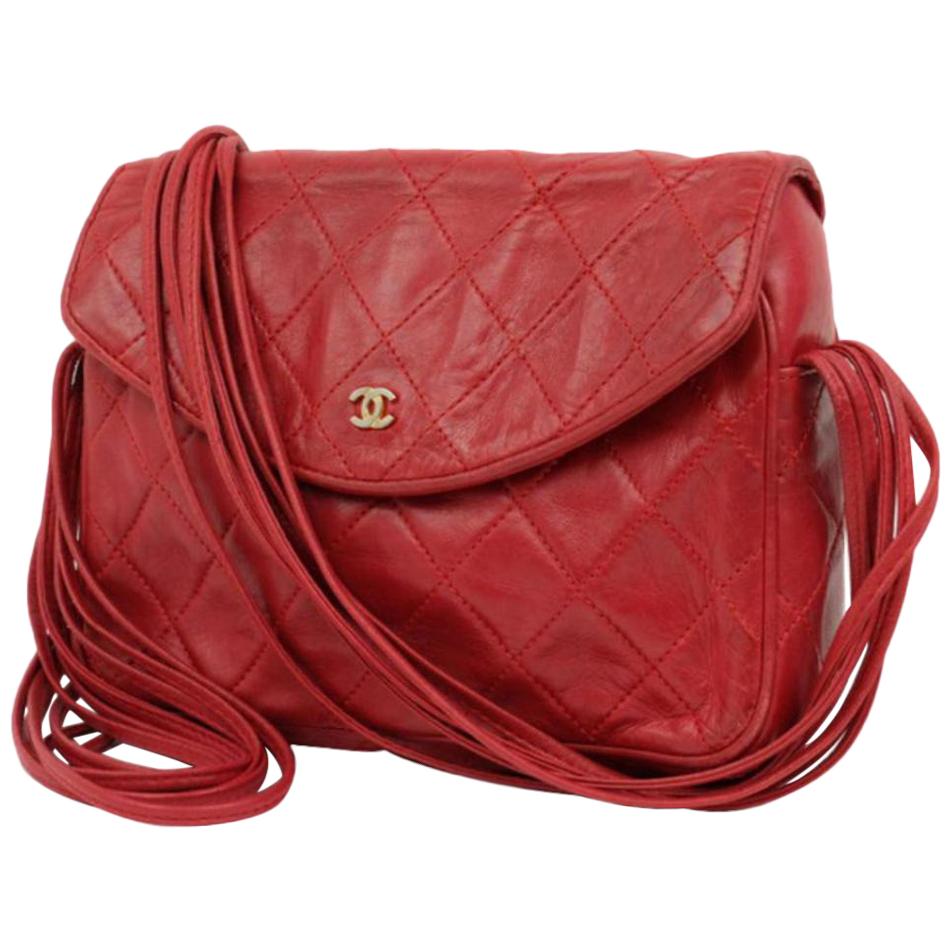Chanel Classic Flap Strand Square Mini 221924 Red Leather Shoulder Bag For Sale