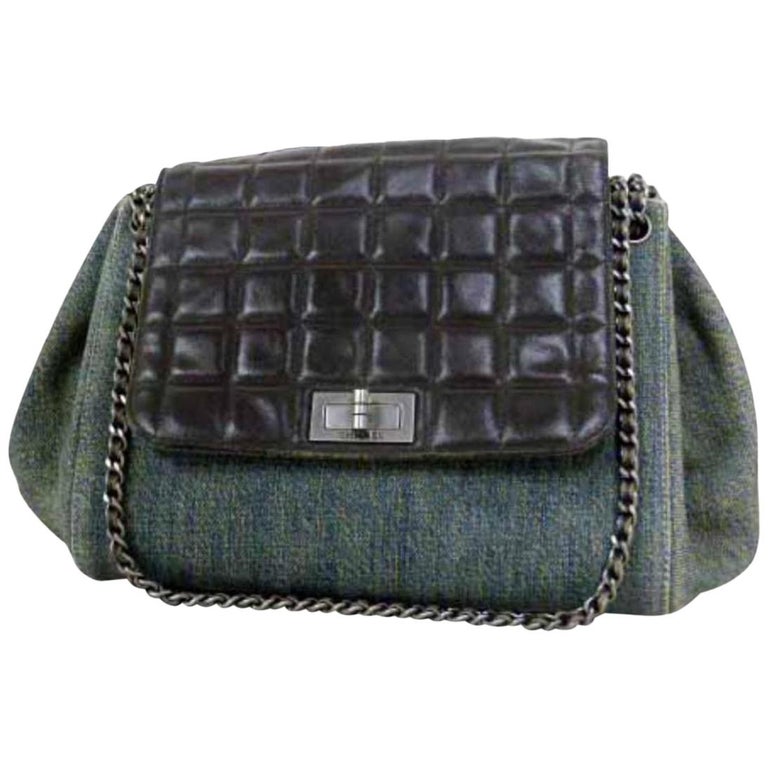 Chanel Denim X Quilted Leather Accordion Flap 222969 Black Shoulder Bag