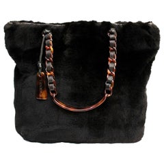 Chanel Shopper Bag Brown Fur
