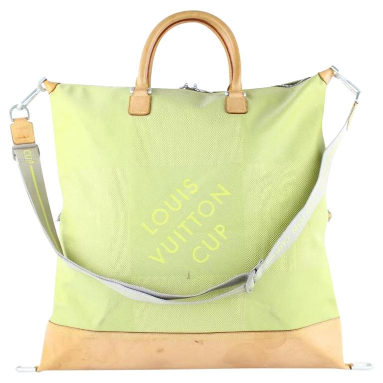 Louis Vuitton Jaune Americas Cup Cube 1lt114 Green Canvas Weekend/Travel Bag For Sale