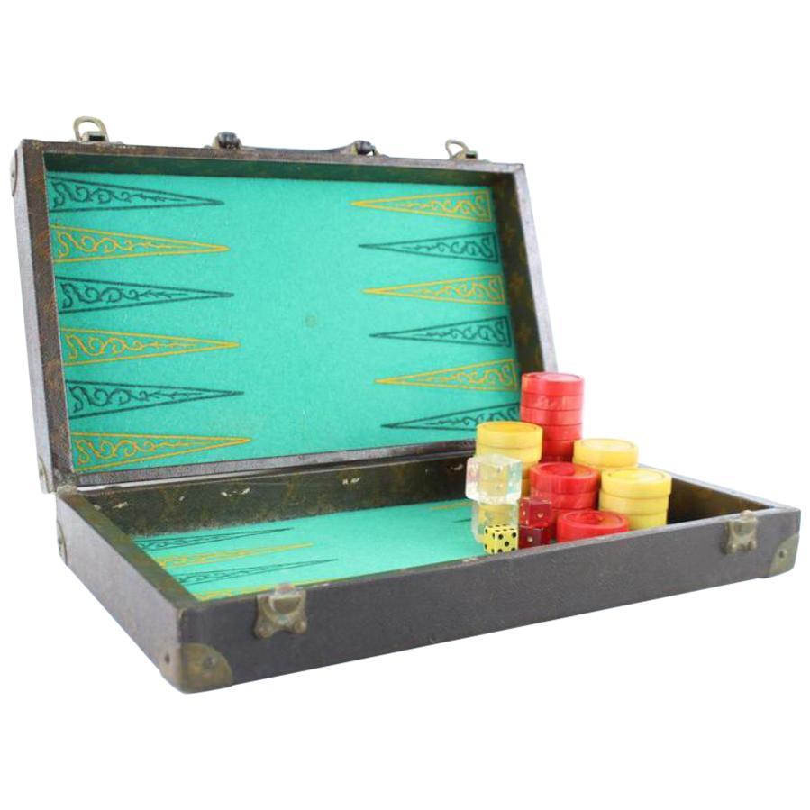Louis Vuitton ( Ultra Rare ) Anitque Monogram Backgammon Hard Case Trunk 4lr1113 For Sale
