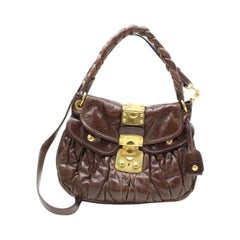 Vintage Miu Miu 2way Quilted 86507 Browns Leather Shoulder Bag