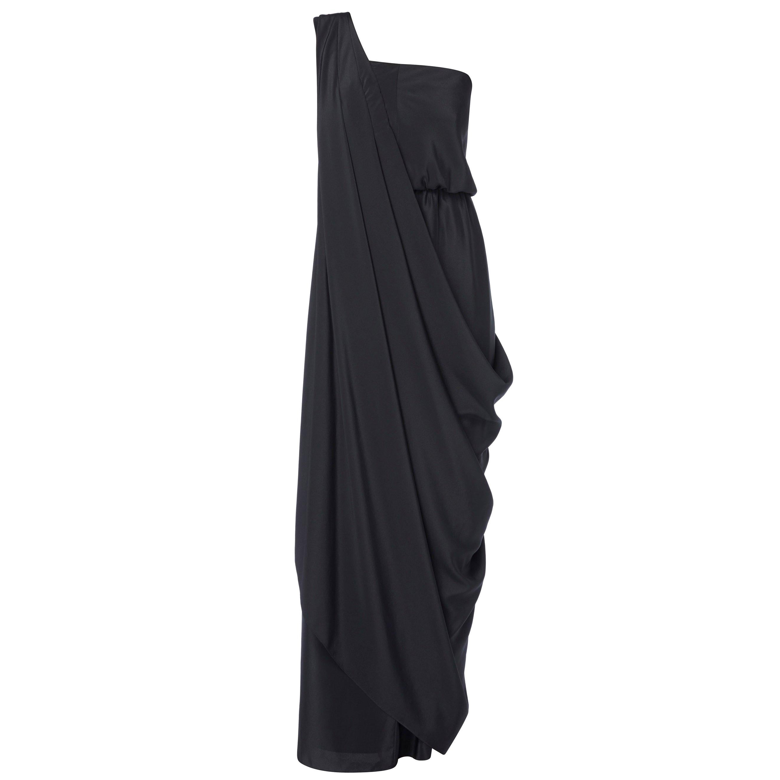 Halston black dress, circa 1975 For Sale