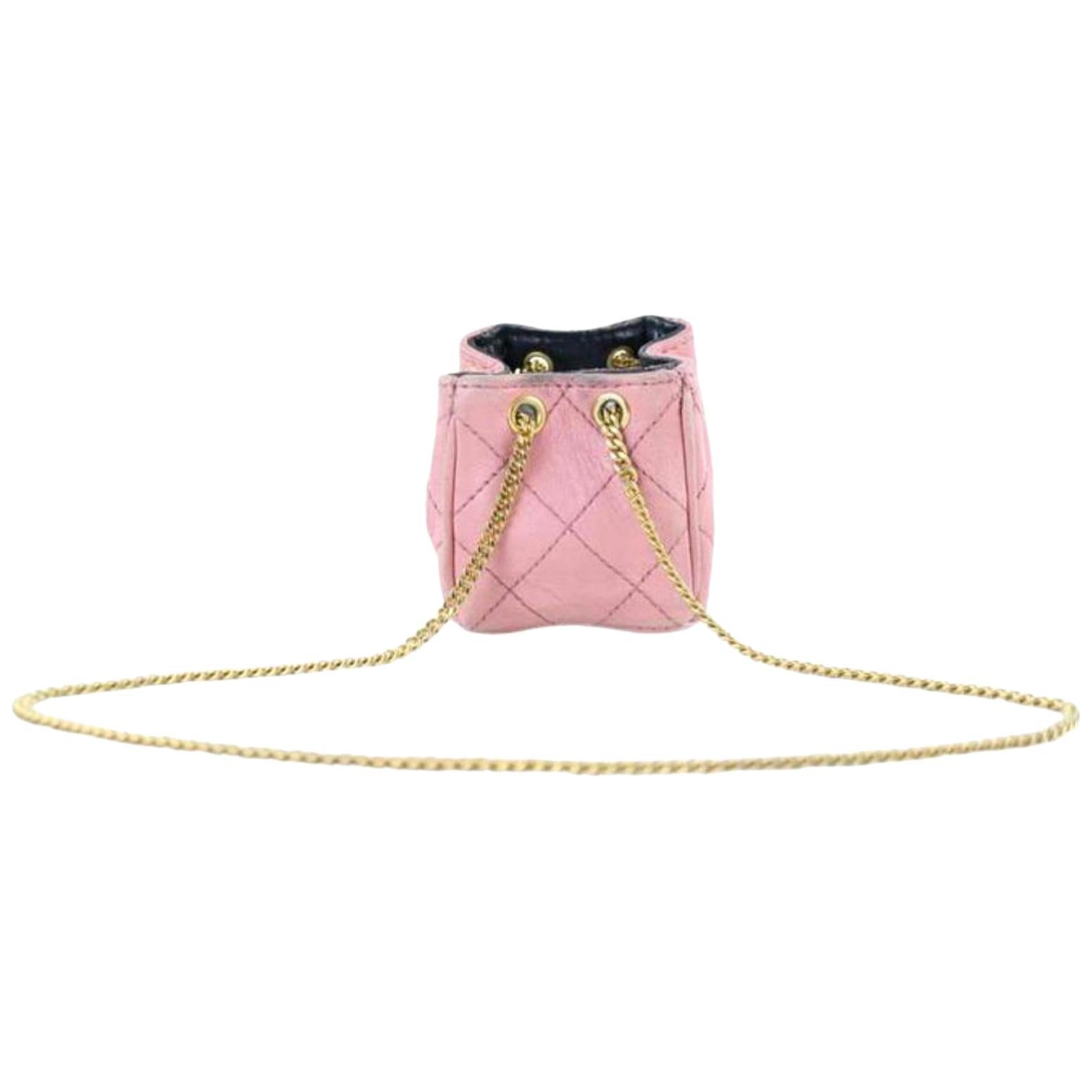 Chanel Quilted Mini Cc Chain 222781 Pink Leather Clutch For Sale