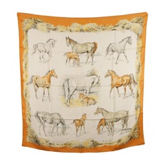 Hermes Vintage Silk Scarf Les Poulains 1960 Xavier De Poret