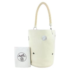 Hermès Taurillon Clemence Mangeoire Gm Rope 222332 Ivory Leather Tote