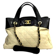 CHANEL  Ivory Leather  Shopping Tote.