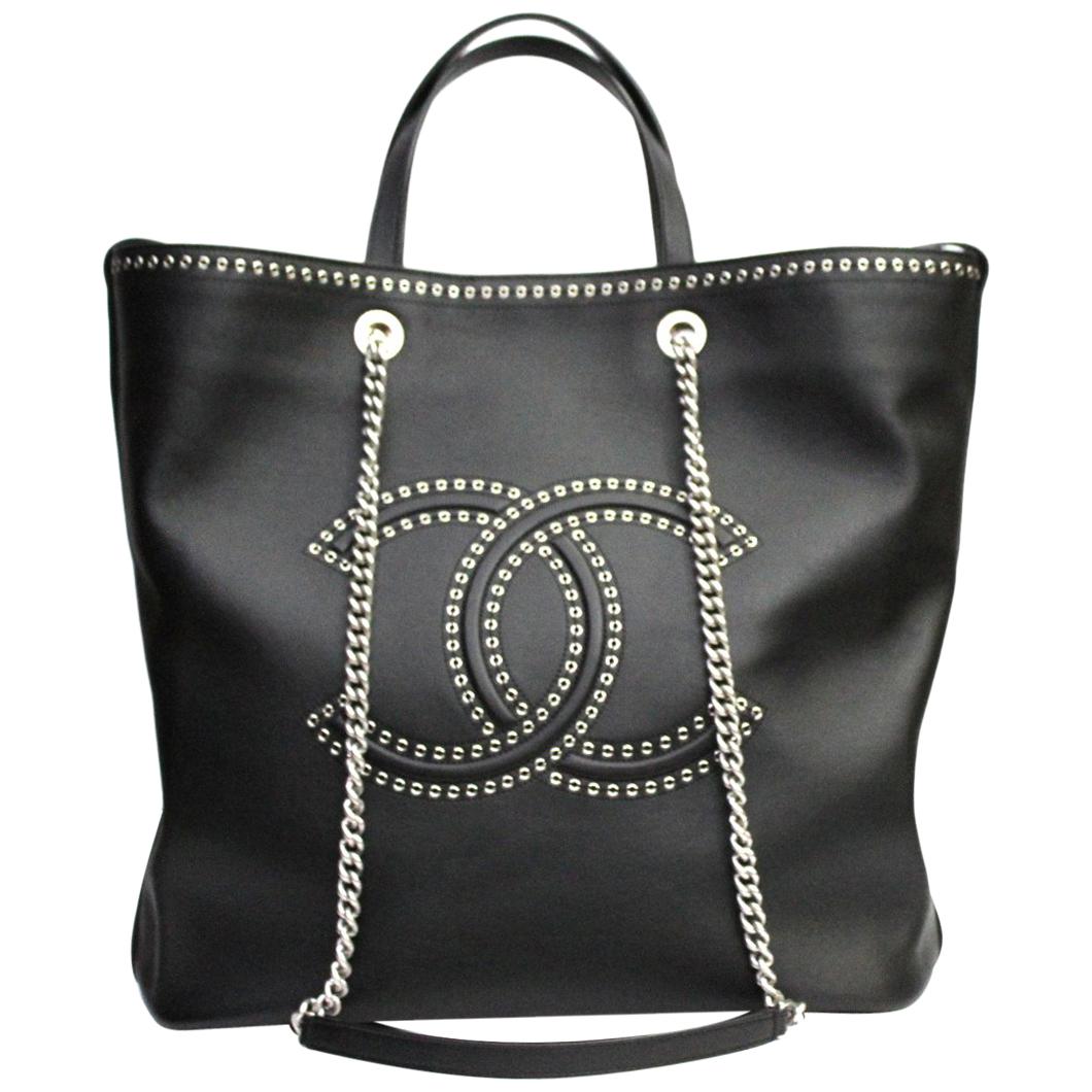 2018 Chanel Black Leather Big Shopping Bag