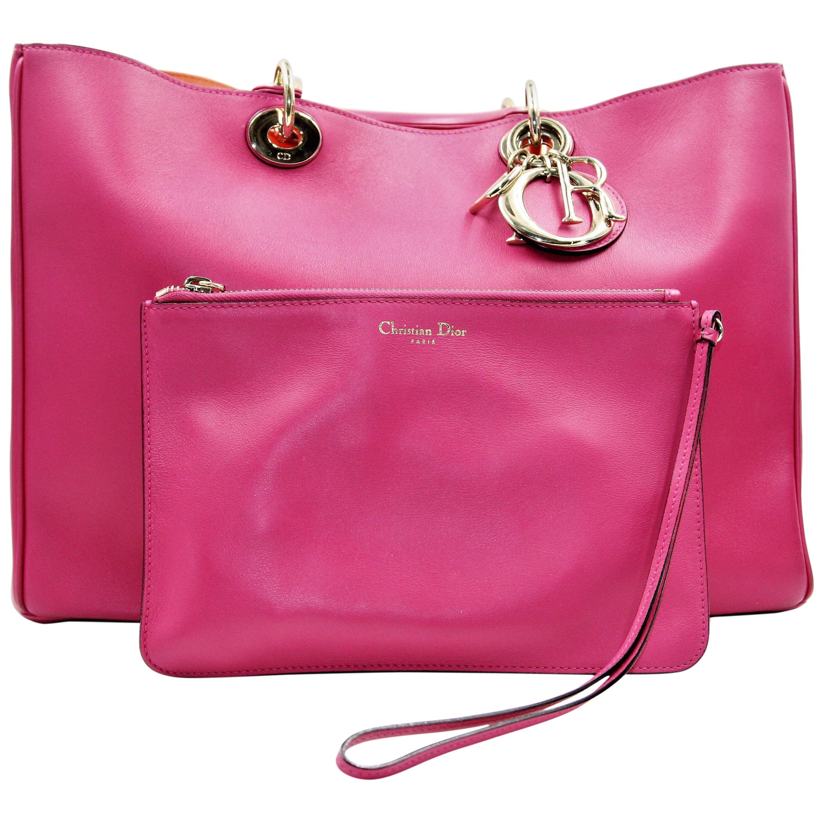 Christian Dior Rose Sorbet Calfskin Leather Shoulder Bag For Sale