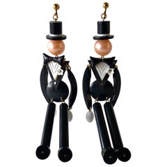 Articulated Artisan Dandy Top Hat Statement Earrings 